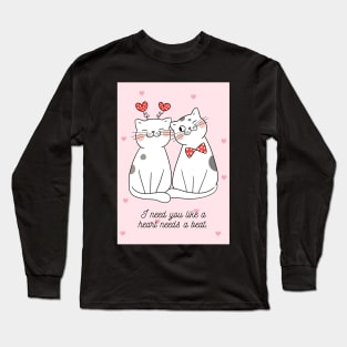 Cute Valentine Cat Couple Long Sleeve T-Shirt